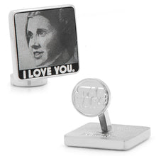 Load image into Gallery viewer, Star Wars Princess Leia and Han Solo "I Love You / I Know" Photo Cufflinks
