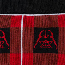 Load image into Gallery viewer, Star Wars Darth Vader Black and Red Plaid Dress Socks and Imperial Crest Lapel Pin Gift Set

