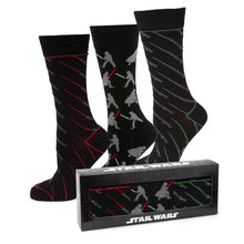 Load image into Gallery viewer, Star Wars LIGHTSABER Battle Dress Socks and Darth Vader Lapel Pin Gift Set

