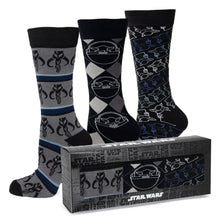 Load image into Gallery viewer, Star Wars Mandalorian 3-Pack Dress Sock and Mythosaur Lapel Pin Gift Set
