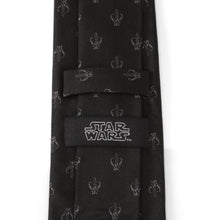 Load image into Gallery viewer, Star Wars Mandalorian Mythosaur Black Silk Tie
