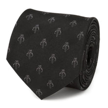 Load image into Gallery viewer, Star Wars Mandalorian Mythosaur Black Silk Tie
