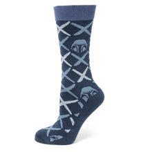 Load image into Gallery viewer, Star Wars Mandalorian Navy Checkered Dress Socks and Lapel Pin Gift Set
