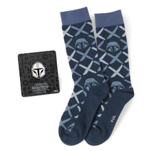 Load image into Gallery viewer, Star Wars Mandalorian Navy Checkered Dress Socks and Lapel Pin Gift Set
