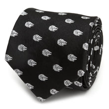 Load image into Gallery viewer, Star Wars Millennium Falcon Metallic Silver and Black Tie

