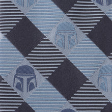 Load image into Gallery viewer, Star Wars Mandalorian Blue and Black Plaid Tie
