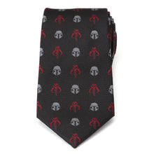 Load image into Gallery viewer, Star Wars Mandalorian and Mythosaur Red and Black Tie

