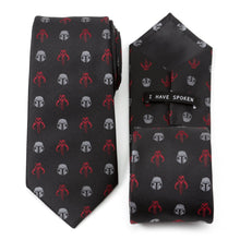 Load image into Gallery viewer, Star Wars Mandalorian and Mythosaur Red and Black Tie
