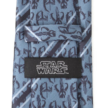 Load image into Gallery viewer, Star Wars Mandalorian and Mythosaur Blue and Navy Striped Tie
