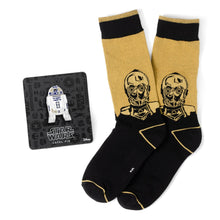 Load image into Gallery viewer, Star Wars C-3PO Dress Socks and R2-D2 Lapel Pin Gift Set
