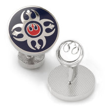 Load image into Gallery viewer, Star Wars Rebel Alliance Starbird Crest Blue and Red Cufflinks
