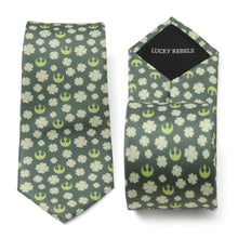 Load image into Gallery viewer, Star Wars Rebel Alliance Crest and Shamrock Green Tie
