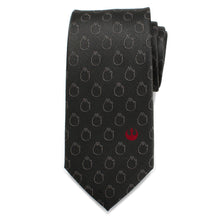 Load image into Gallery viewer, Star Wars Rebel Alliance and Millennium Falcon Gray Tie with Red Crest
