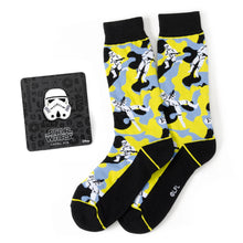 Load image into Gallery viewer, Star Wars Stormtrooper Yellow Camo Dress Socks and Lapel Pin Gift Set
