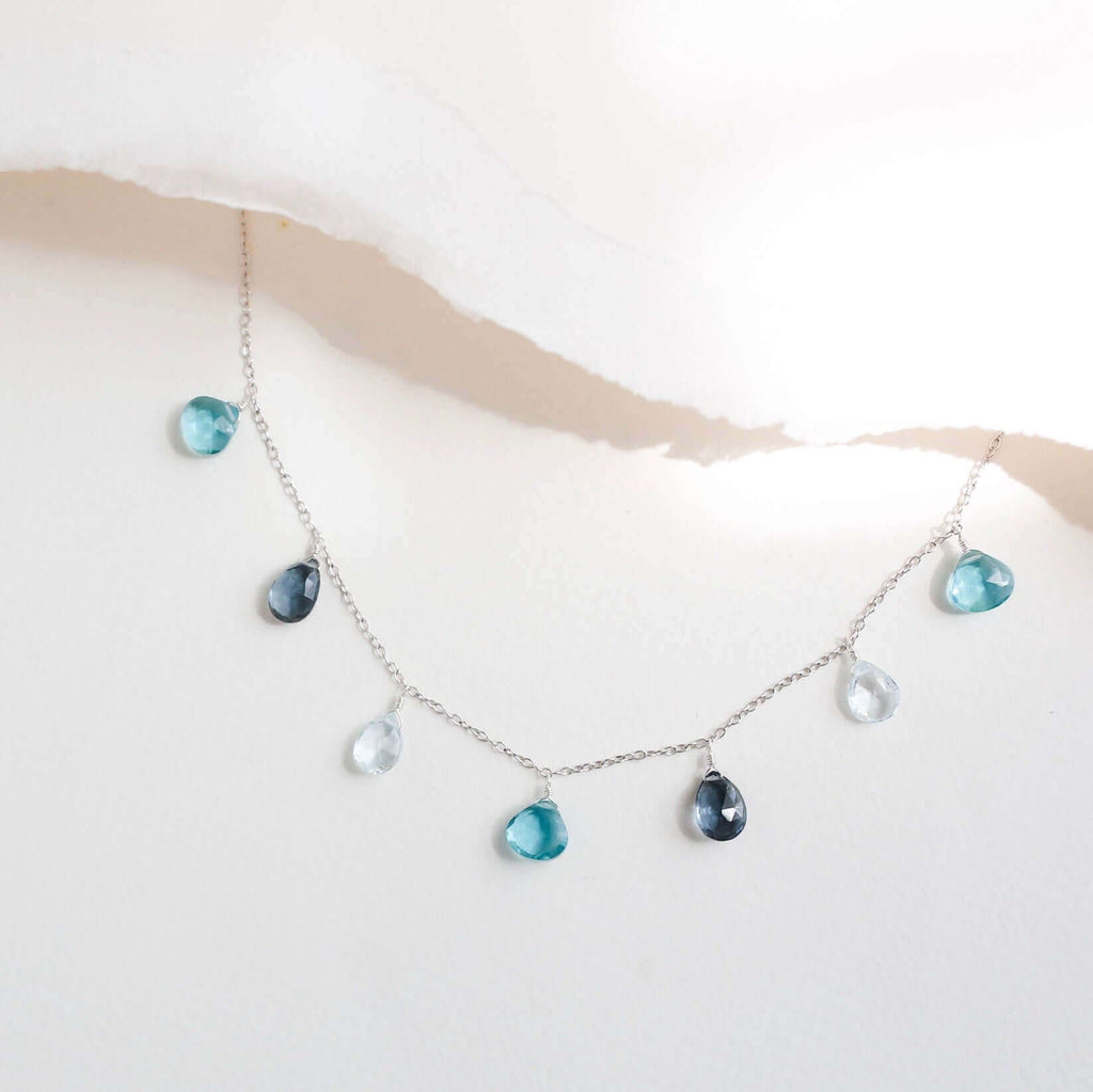 Blue Gemstone Silver Sparkler Necklace